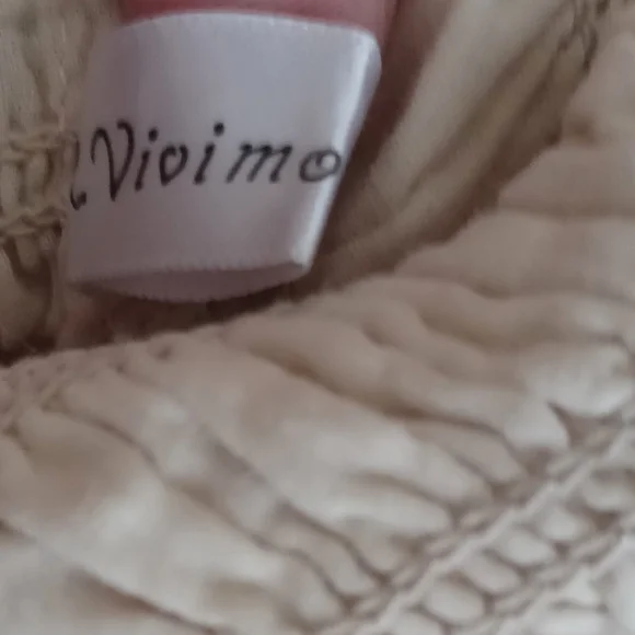 Smocked Cream Maxi Dress with Puff Sleeves - Picture 13 of 13